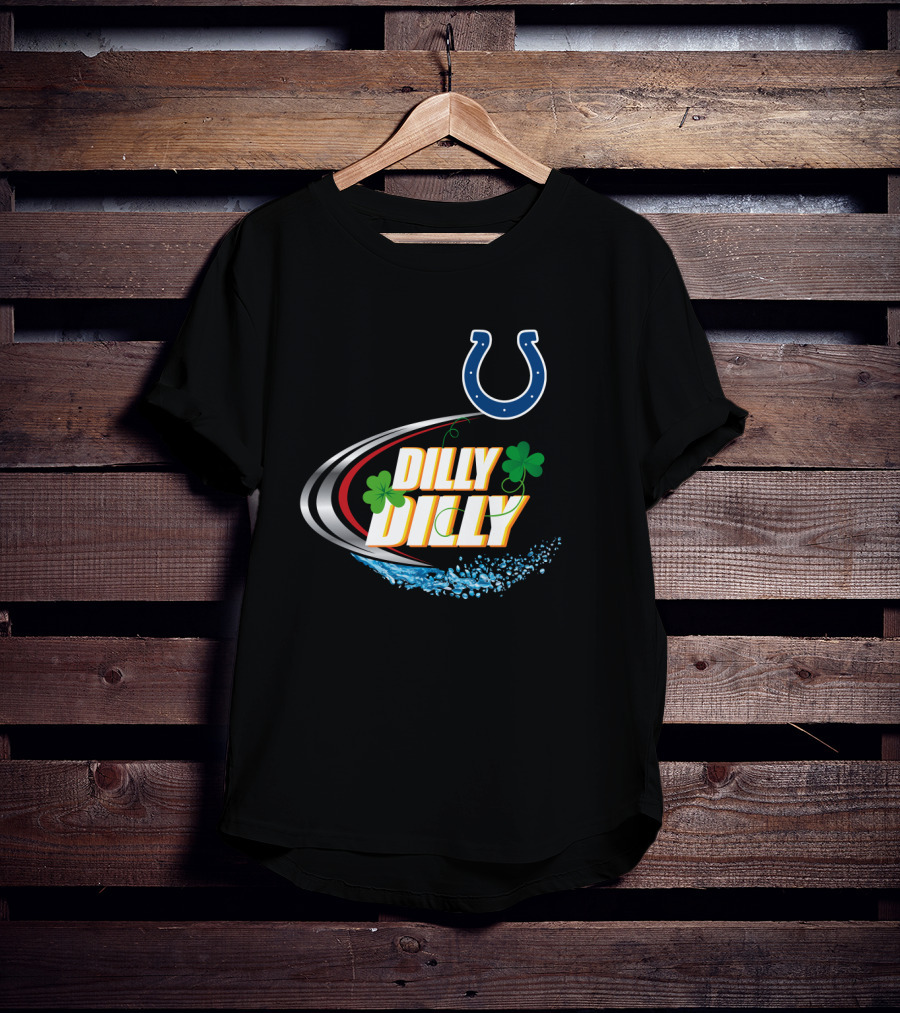 Dilly Dilly Indianapolis Colts Logo With Shamrocks And Splash Elements T-Shirt