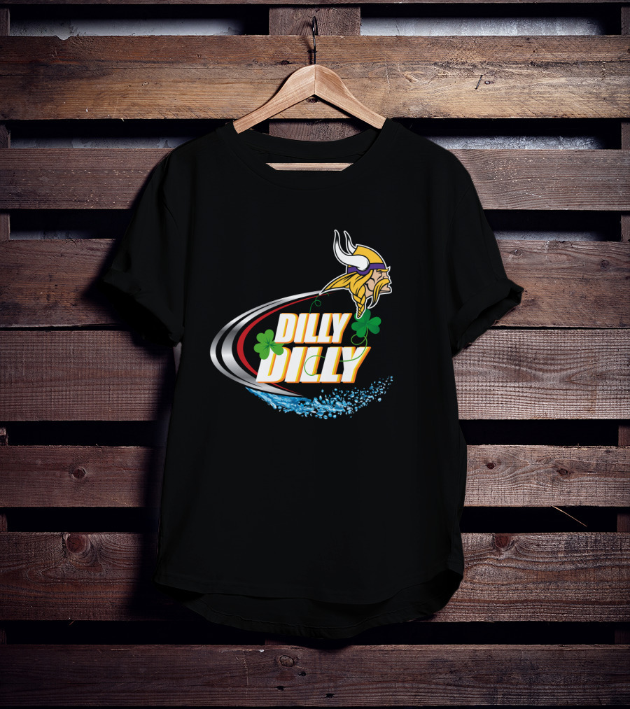 Dilly Dilly Minnesota Vikings Logo With Shamrocks And Water Splash T-Shirt