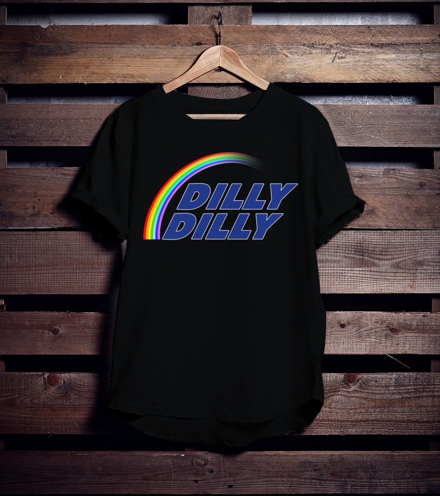 Dilly Dilly Rainbow Text With Multicolored Arch T-Shirt