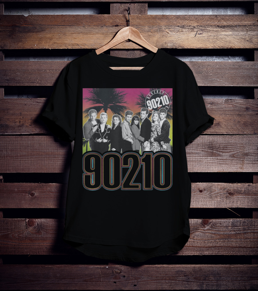 Beverly Hills 90210 Cast With Palm Trees Retro Style 90s Vibe T-Shirt