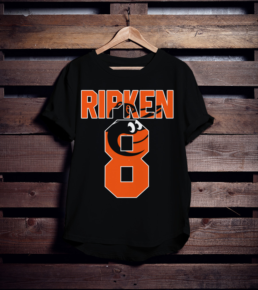 Ripken 8 Baltimore Orioles Cal Ripken Jr Majestic Baseball Number T-Shirt