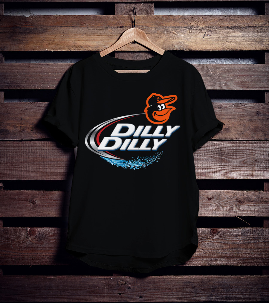 Baltimore Orioles Dilly Dilly Logo With Orioles Mascot And Water Splash Elements T-Shirt