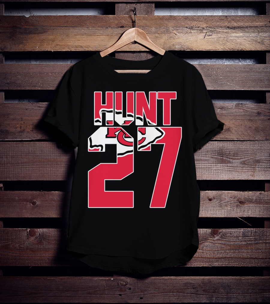 Hunt 27 Kansas City Chiefs Logo Kareem Hunt Game Jersey T-Shirt
