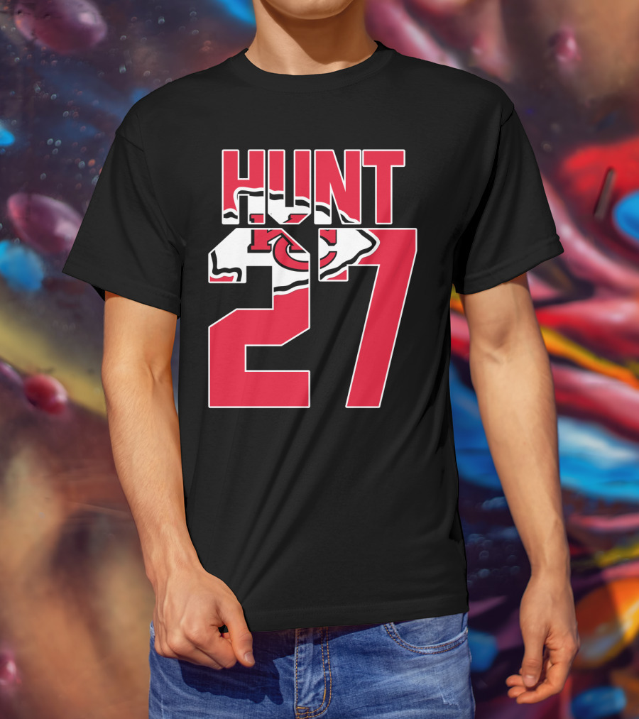 Hunt 27 Kansas City Chiefs Logo Kareem Hunt Game Jersey T-Shirt