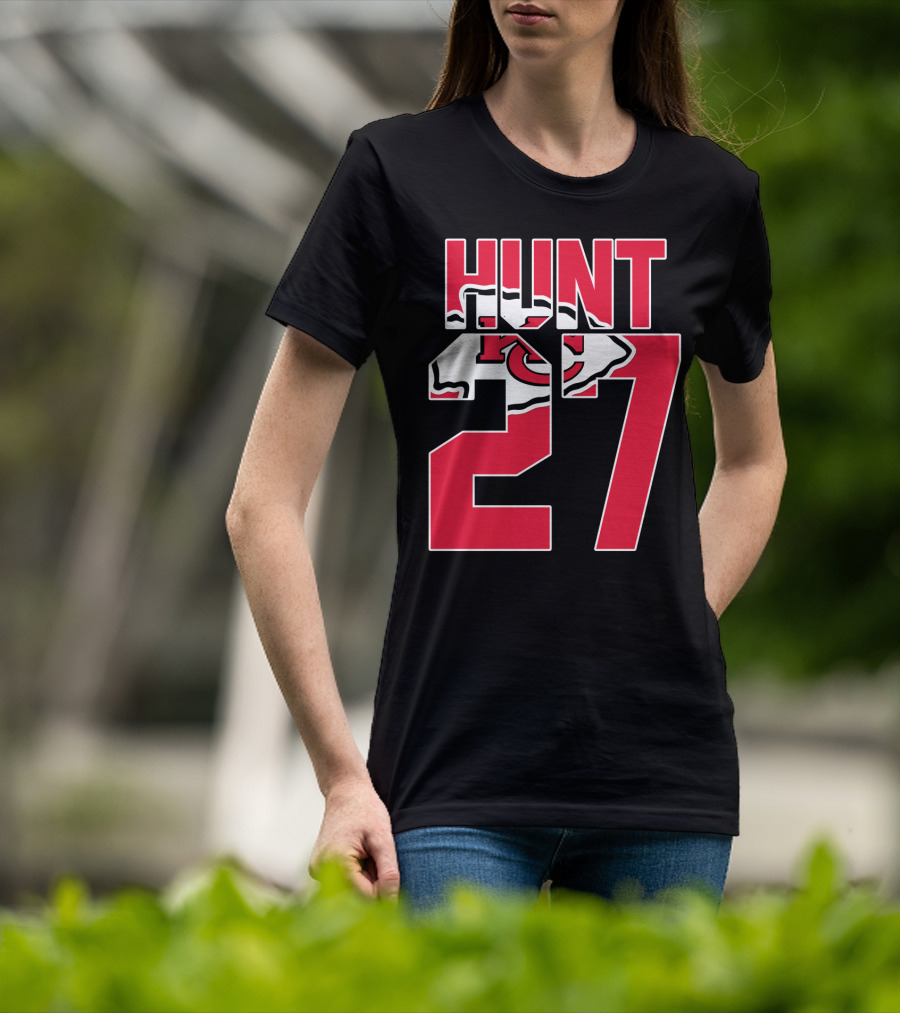 Hunt 27 Kansas City Chiefs Logo Kareem Hunt Game Jersey T-Shirt