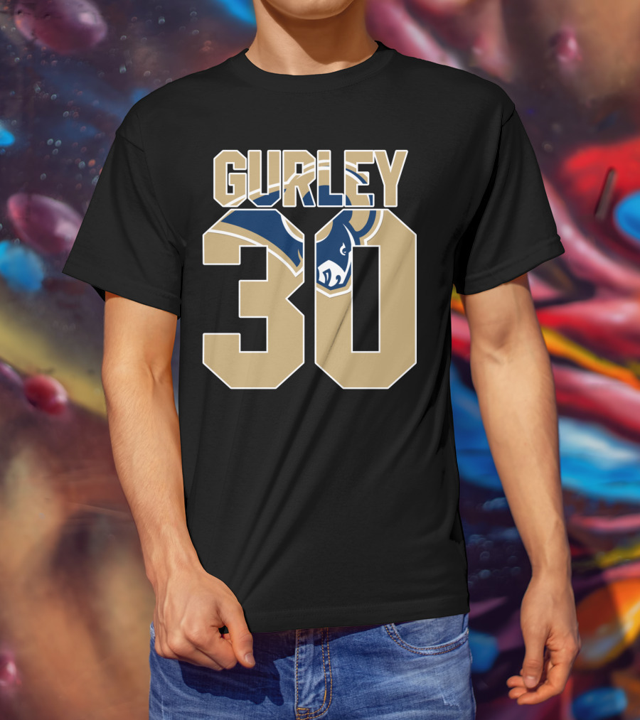 Gurley 30 Los Angeles Rams Logo Jersey T-Shirt