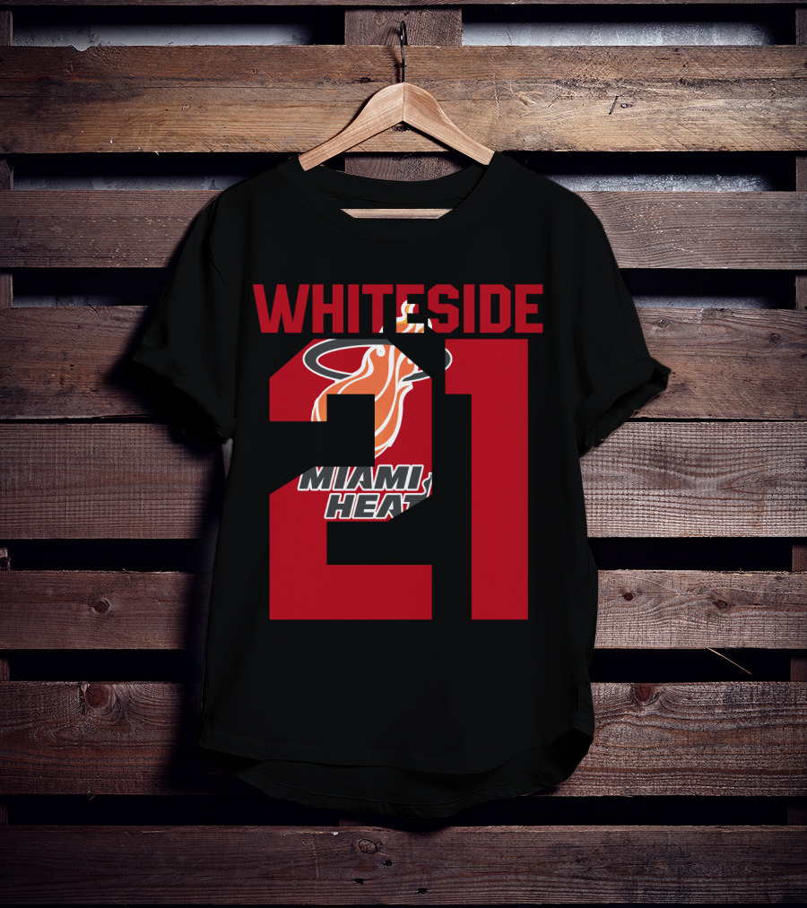 Whiteside 21 Miami Heat Iconic Basketball Tribute T-Shirt