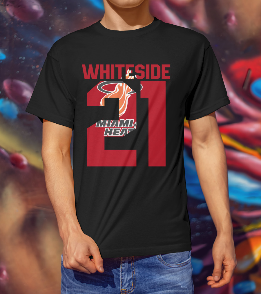 Whiteside 21 Miami Heat Iconic Basketball Tribute T-Shirt