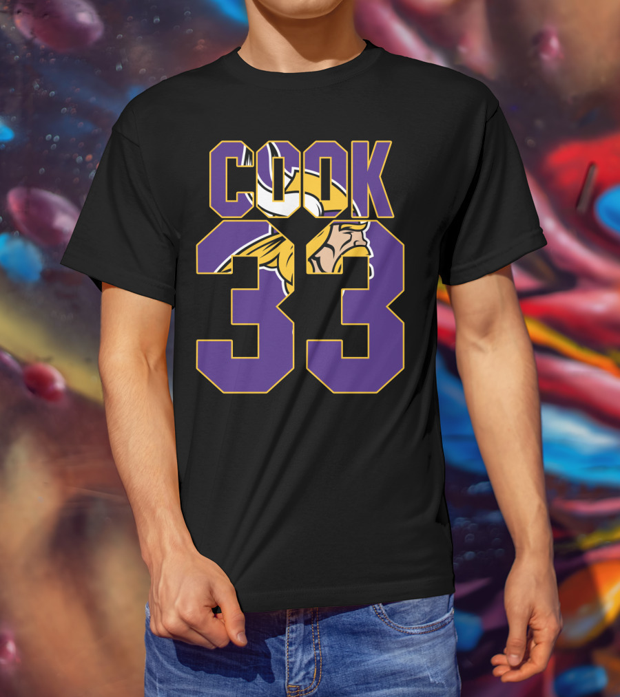 Minnesota Vikings Dalvin Cook 33 Viking Head Logo Jersey T-Shirt