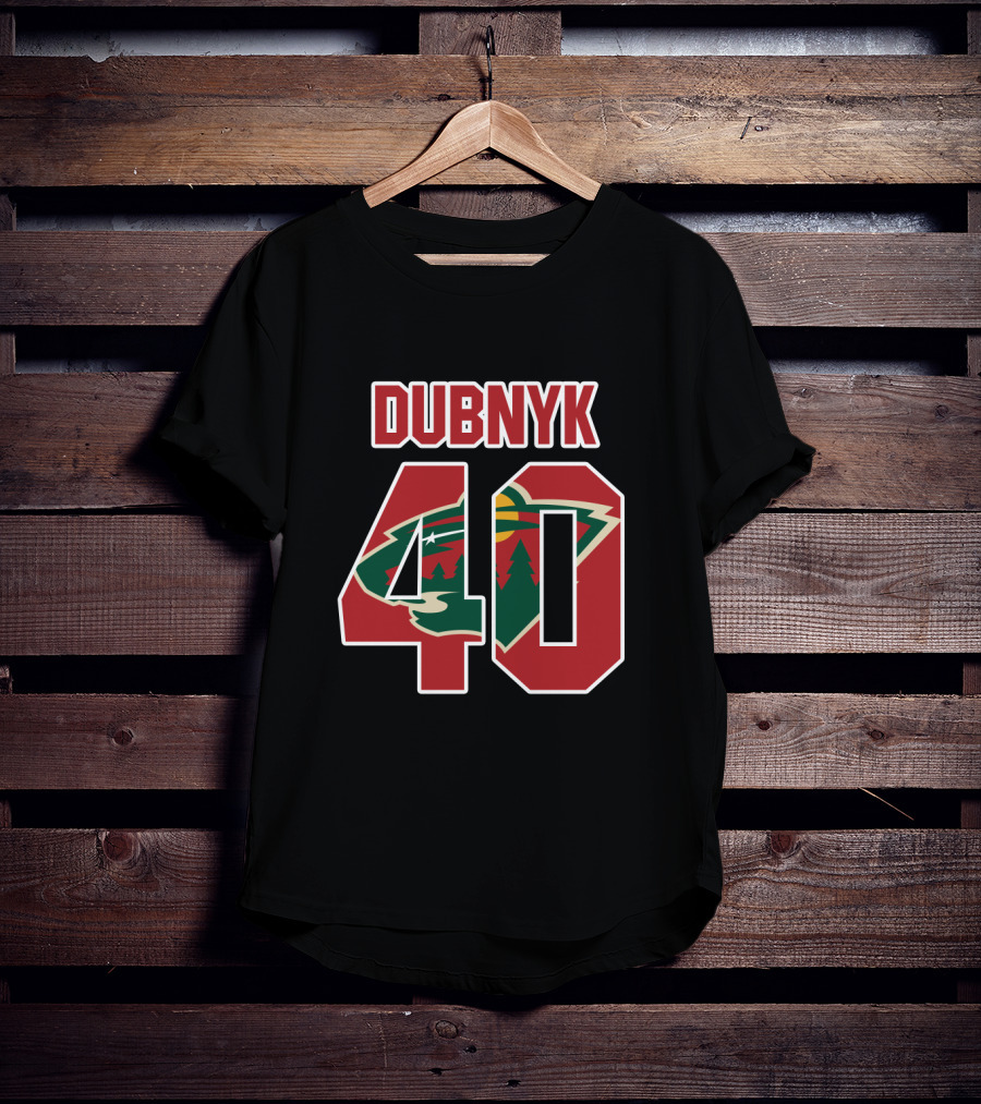 Dubnyk 40 Minnesota Wild NHL Logo Player Jersey T-Shirt