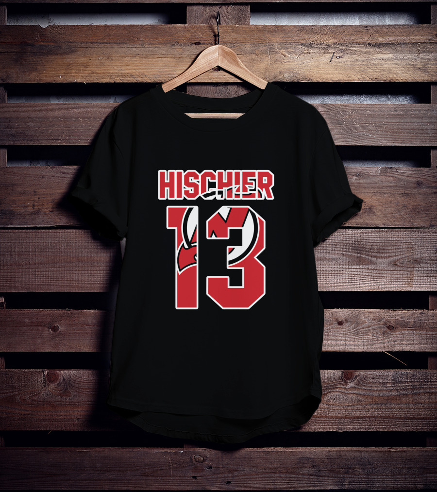 Hischier 13 New Jersey Devils NHL Logo Analysis T-Shirt