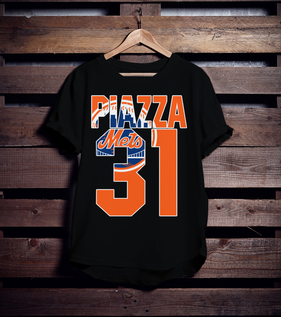 Piazza 31 New York Mets Retro Logo Baseball Memorabilia T-Shirt