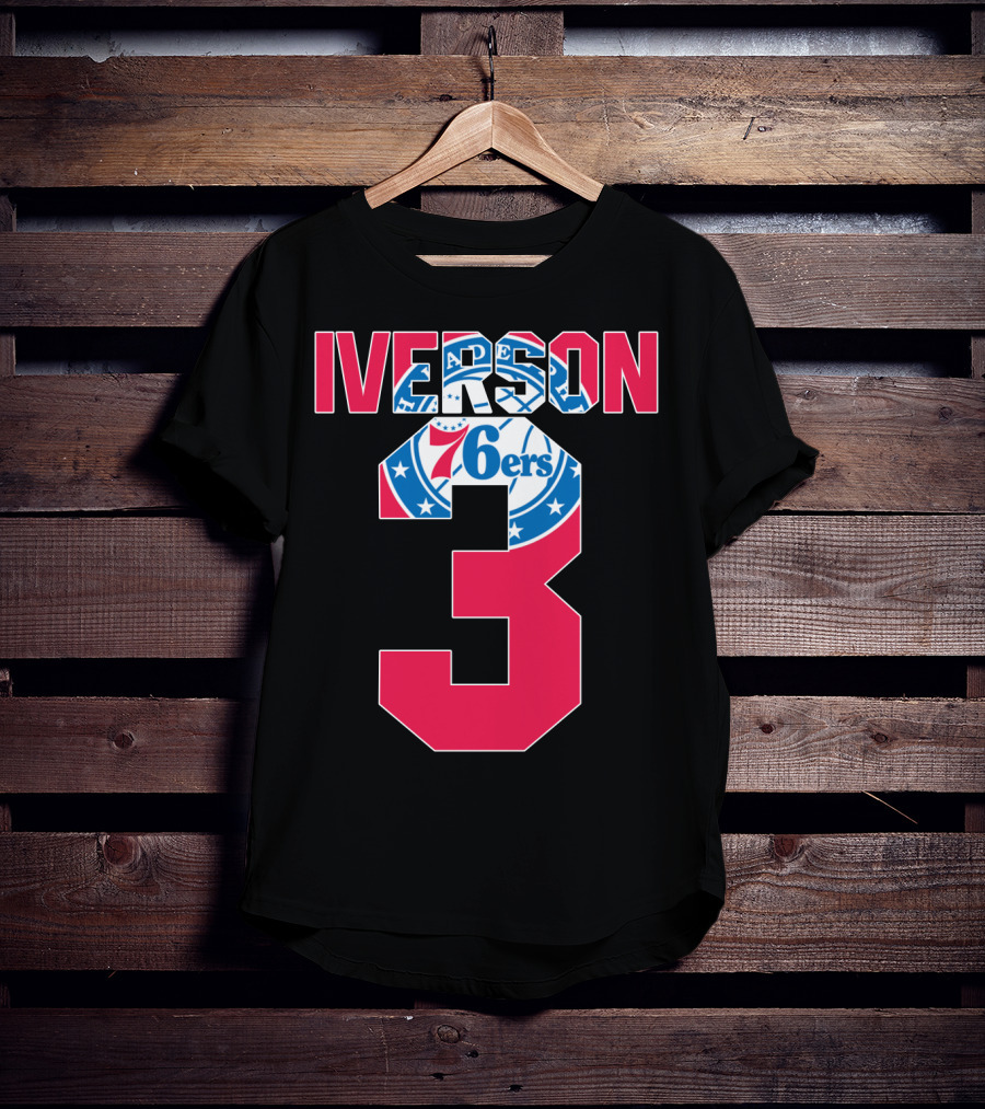 Philadelphia 76ers Allen Iverson 3 Logo Nba T-Shirt
