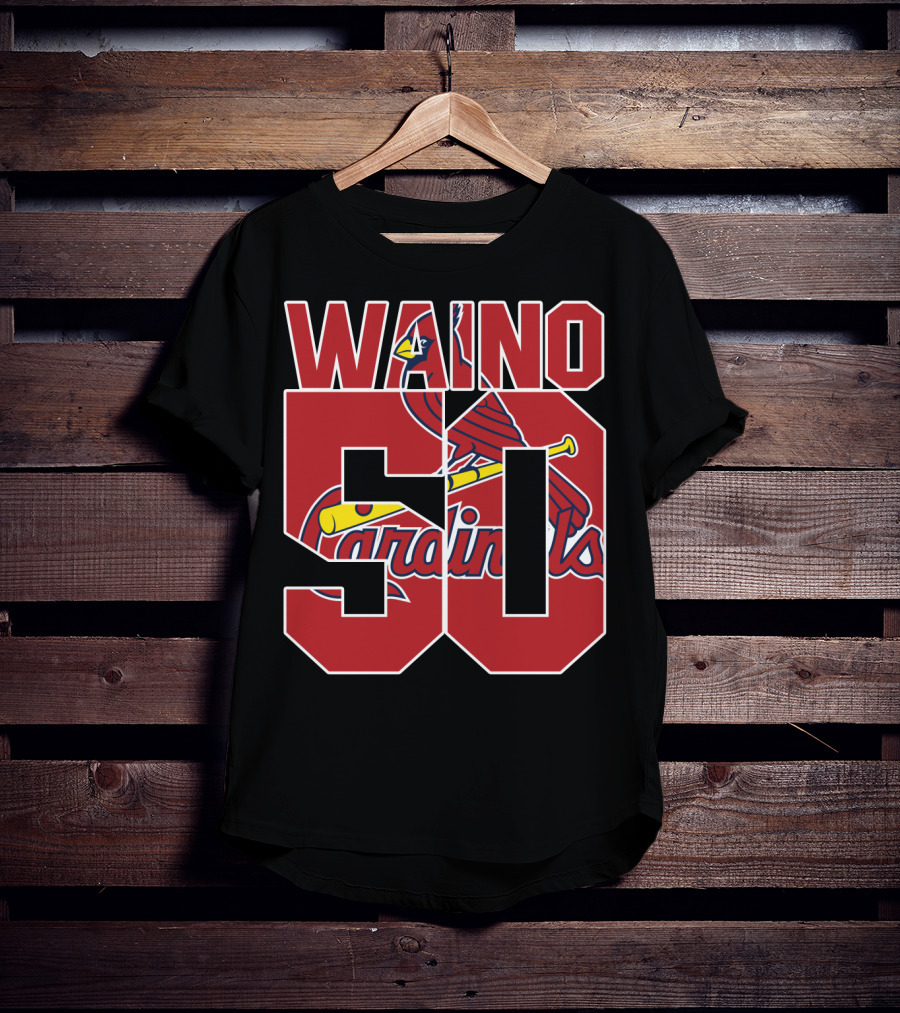 Waino 50 St. Louis Cardinals Iconic Logo Adam Wainwright T-Shirt
