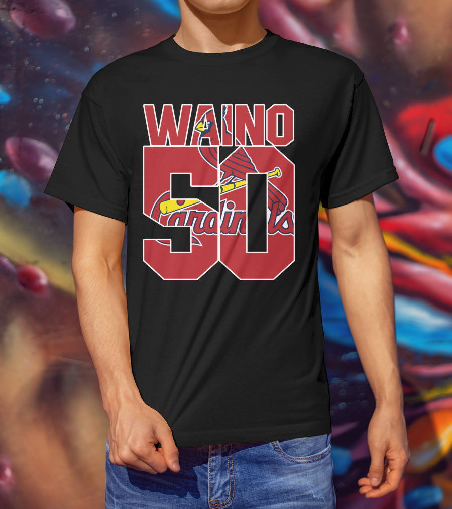 Waino 50 St. Louis Cardinals Iconic Logo Adam Wainwright T-Shirt