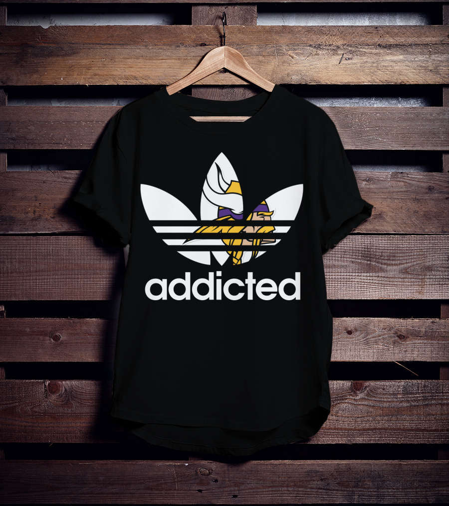 Minnesota Vikings Addicted Nfl Logo Fan Tribute T-Shirt