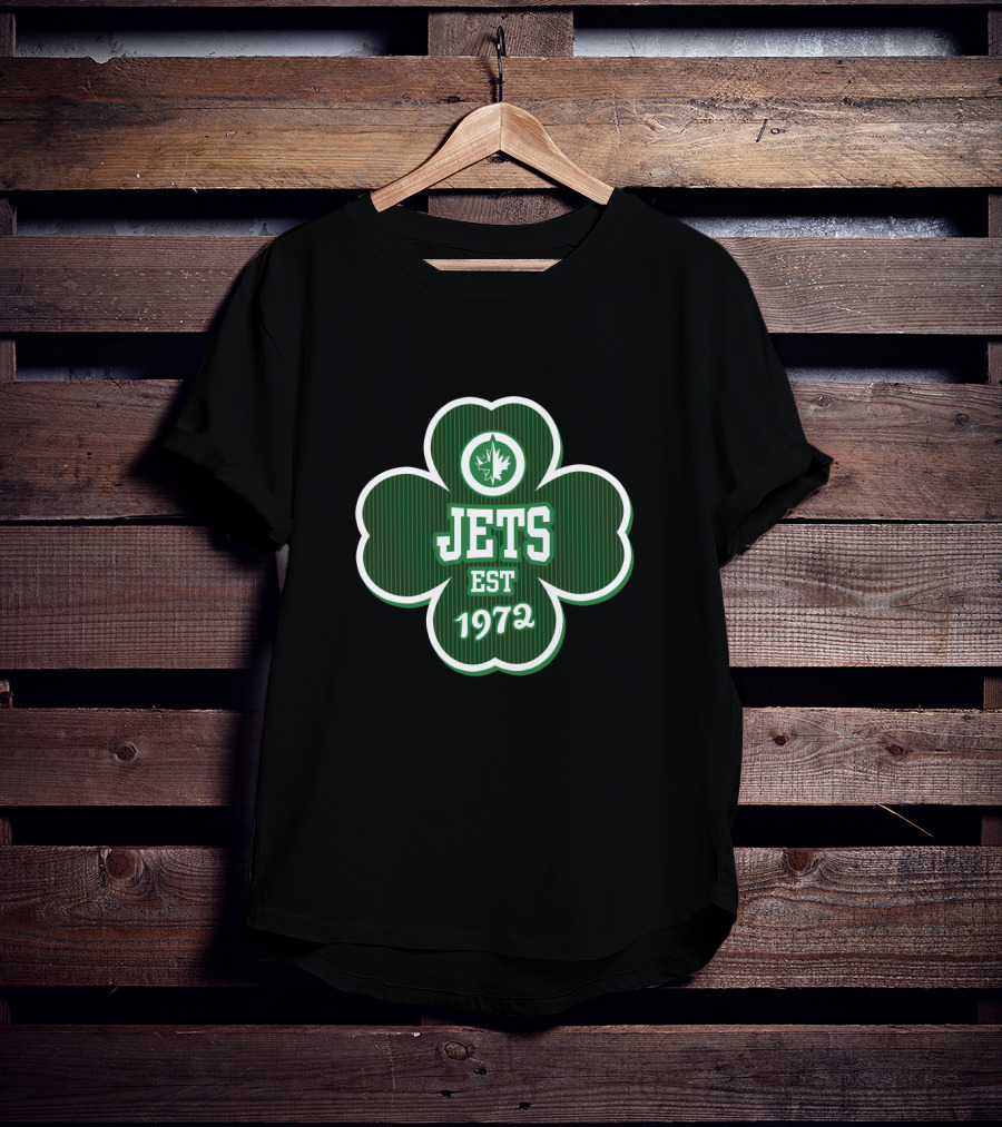 Winnipeg Jets Shamrock Green Emblem Est 1972 T-Shirt