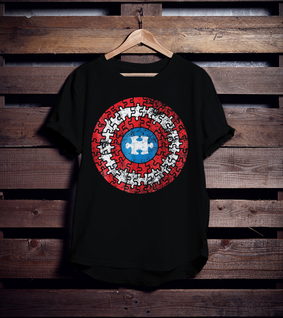 Captain America Shield Autism Awareness Puzzle T-Shirt