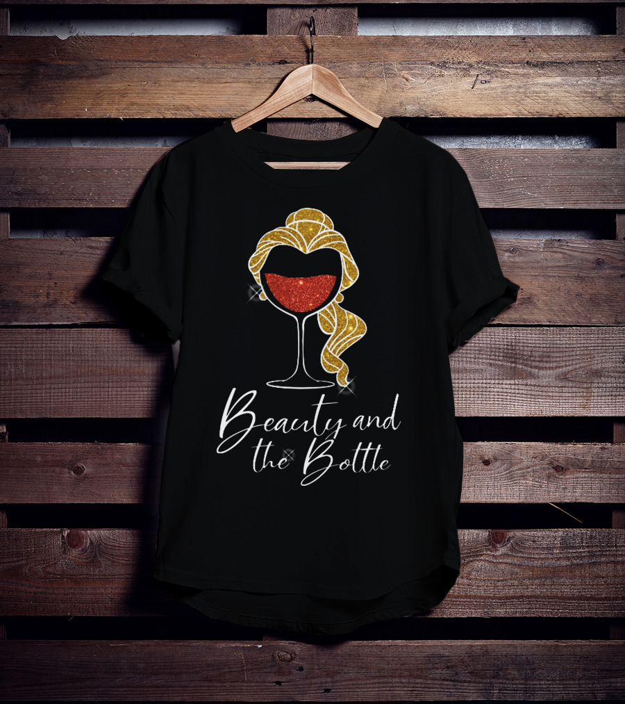 Beauty And The Bottle Sparkling Wine Lover's Glam T-Shirt