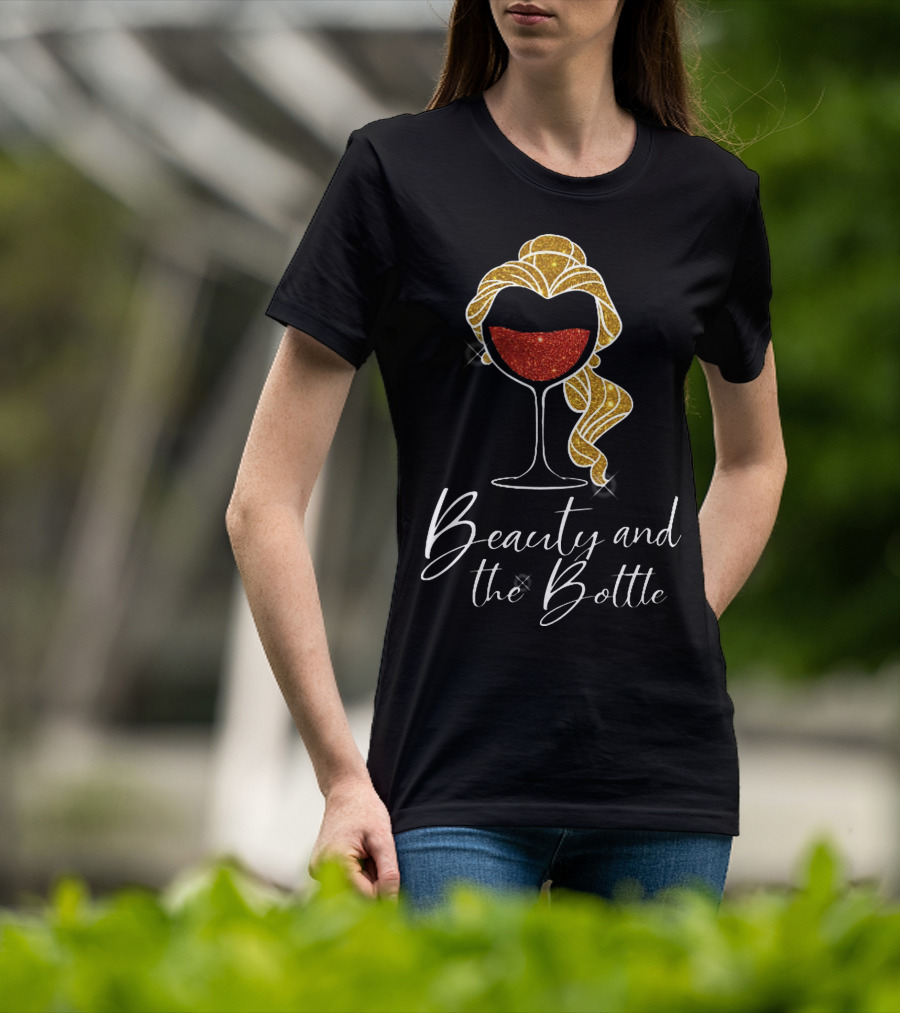 Beauty And The Bottle Sparkling Wine Lover's Glam T-Shirt