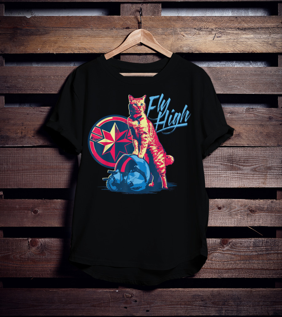 Captain Marvel Goose Fly High Star Emblem Pilot Helmet T-Shirt