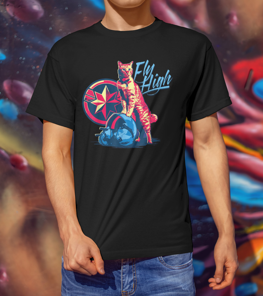 Captain Marvel Goose Fly High Star Emblem Pilot Helmet T-Shirt