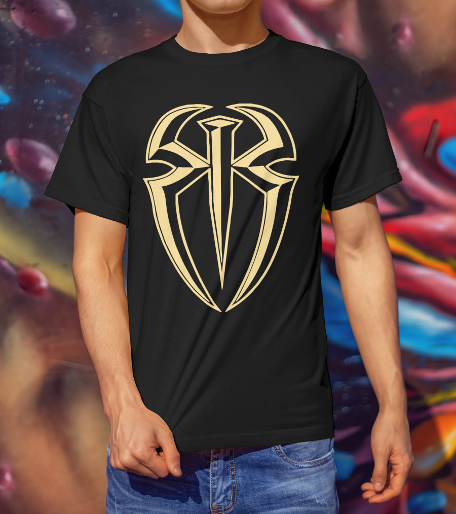 Roman Reigns Gold Tribal Crest Logo WWE Merchandising T-Shirt