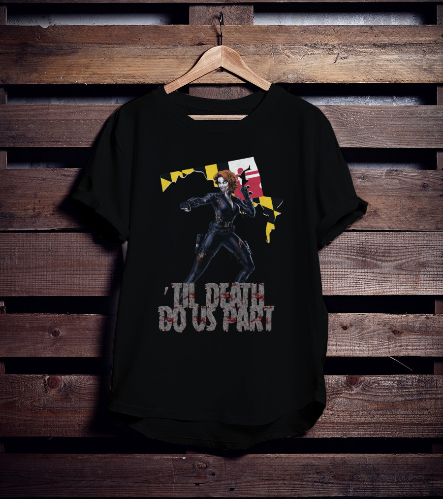 Til Death Do Us Part Black Widow Maryland Map T-Shirt