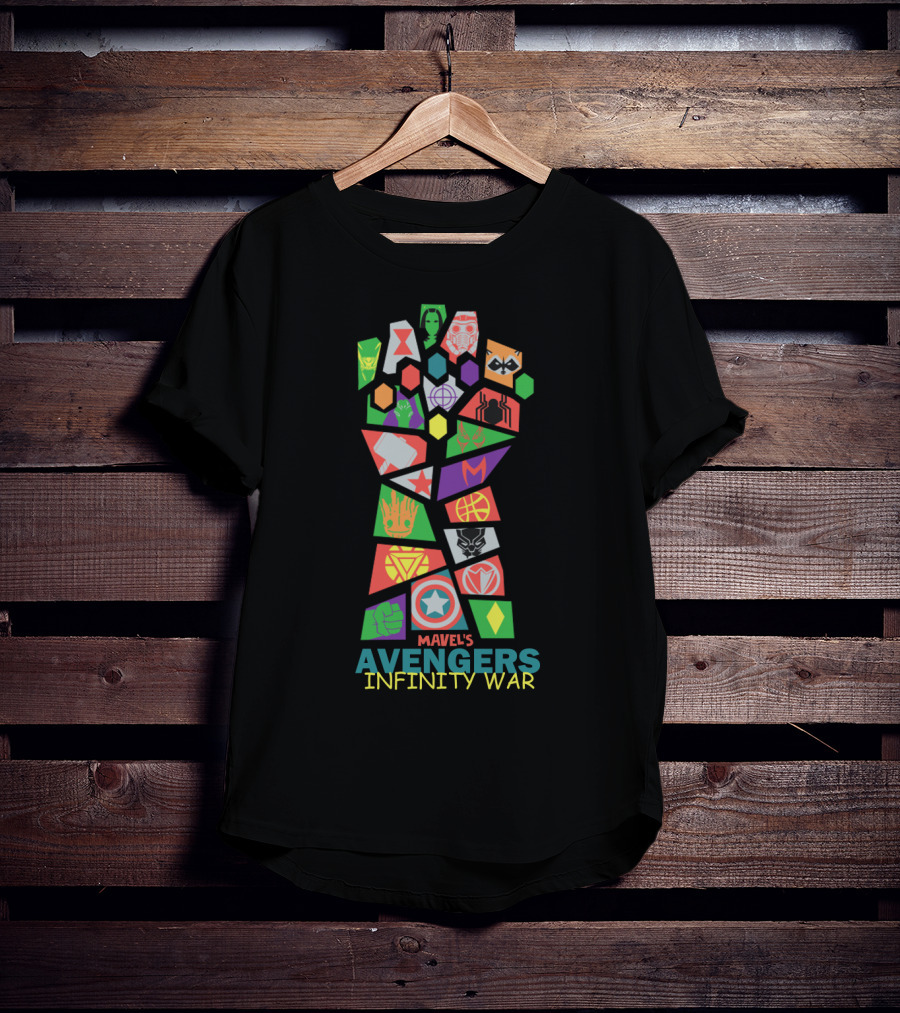 Marvel's Avengers Infinity War Gauntlet Icons Patchwork T-Shirt