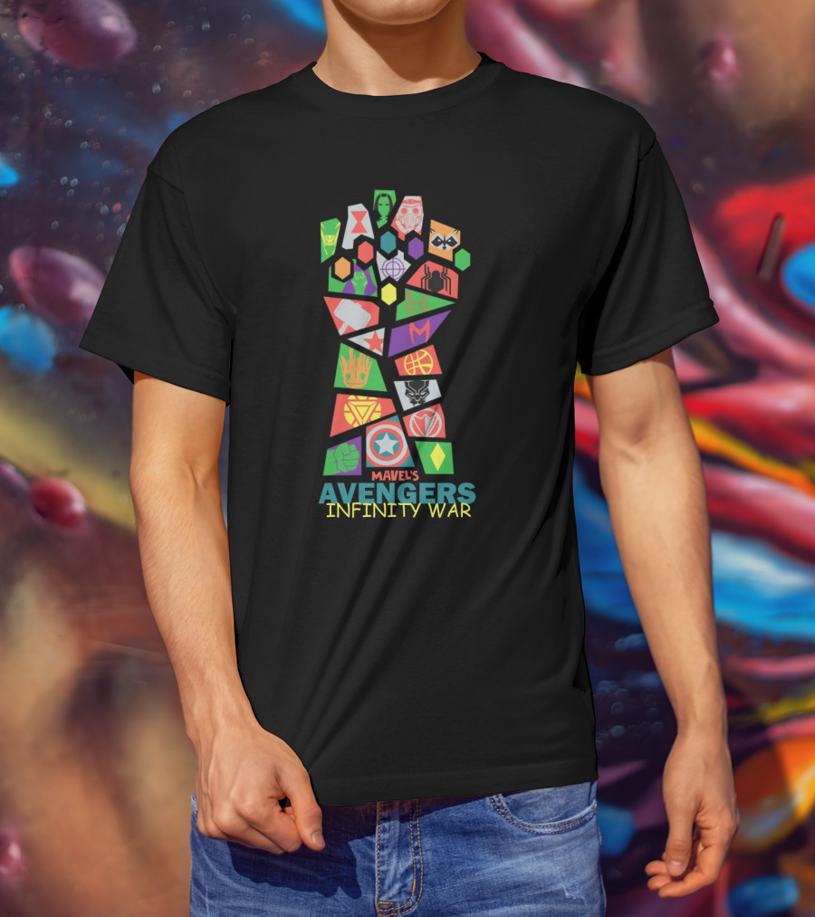 Marvel's Avengers Infinity War Gauntlet Icons Patchwork T-Shirt