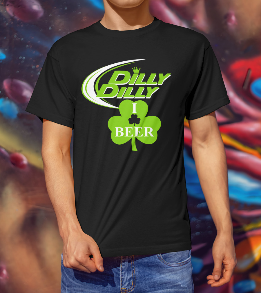 Dilly Dilly I Shamrock Beer Green Clover With Crown T-Shirt