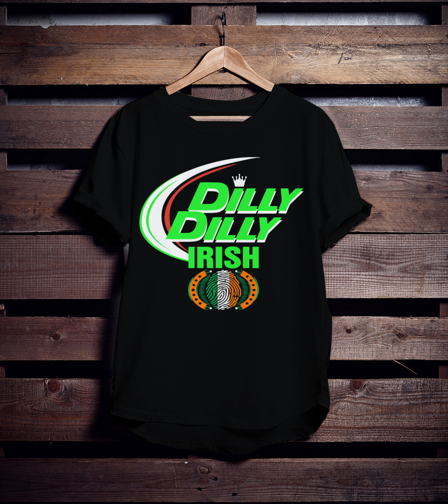 Dilly Dilly Irish St Patrick's Day With Irish Flag And Crown Motif T-Shirt