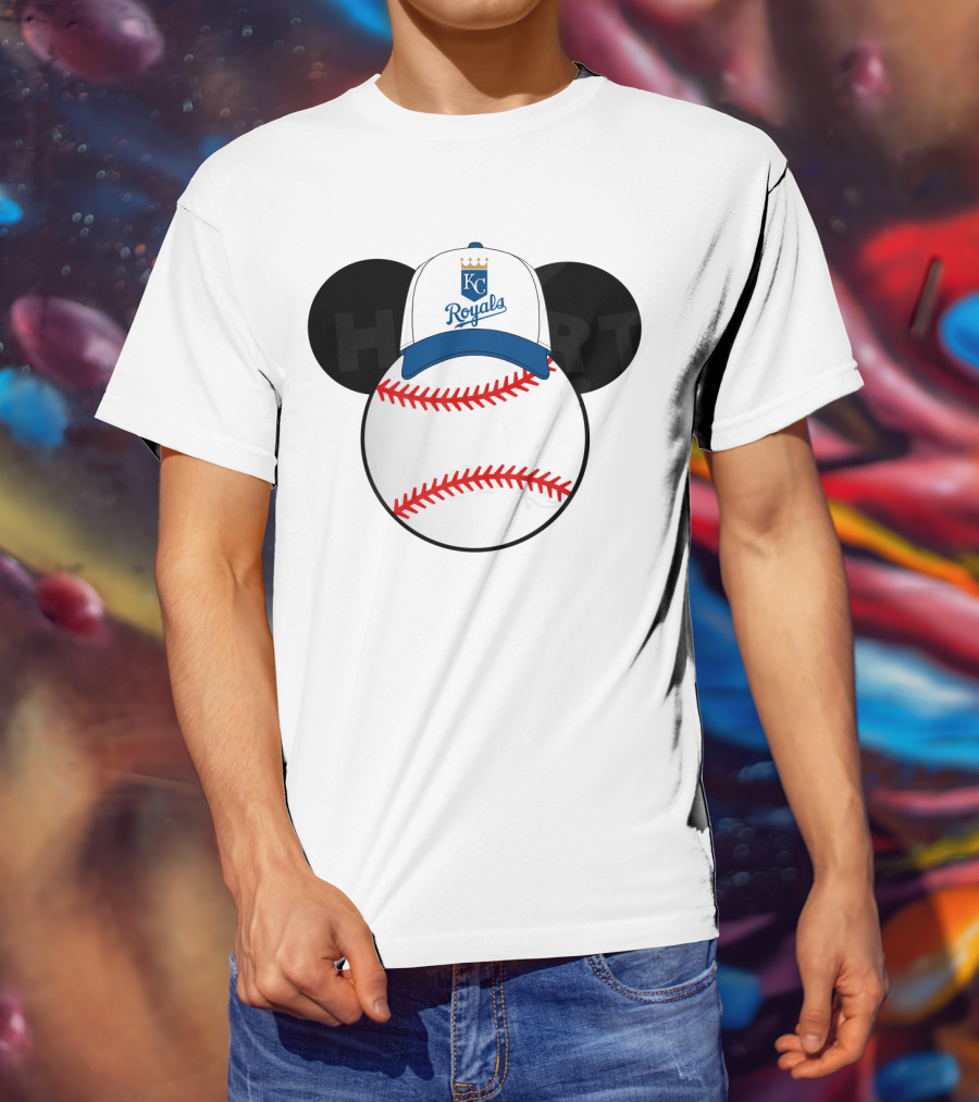 Kansas City Royals Baseball Cap Mickey Ears Heart T-Shirt
