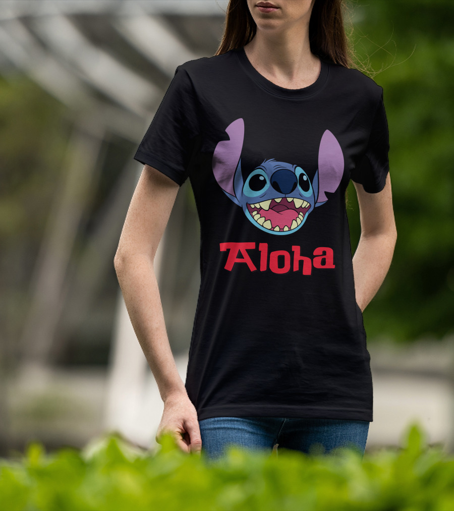 Lilo And Stitch Aloha Stitch Iconic Blue Character Smile T-Shirt