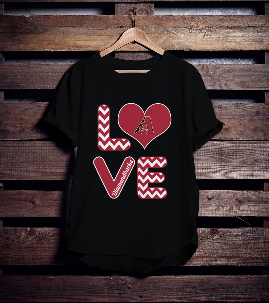 Love Diamondbacks Chevron Heart Arizona Baseball Fans T-Shirt