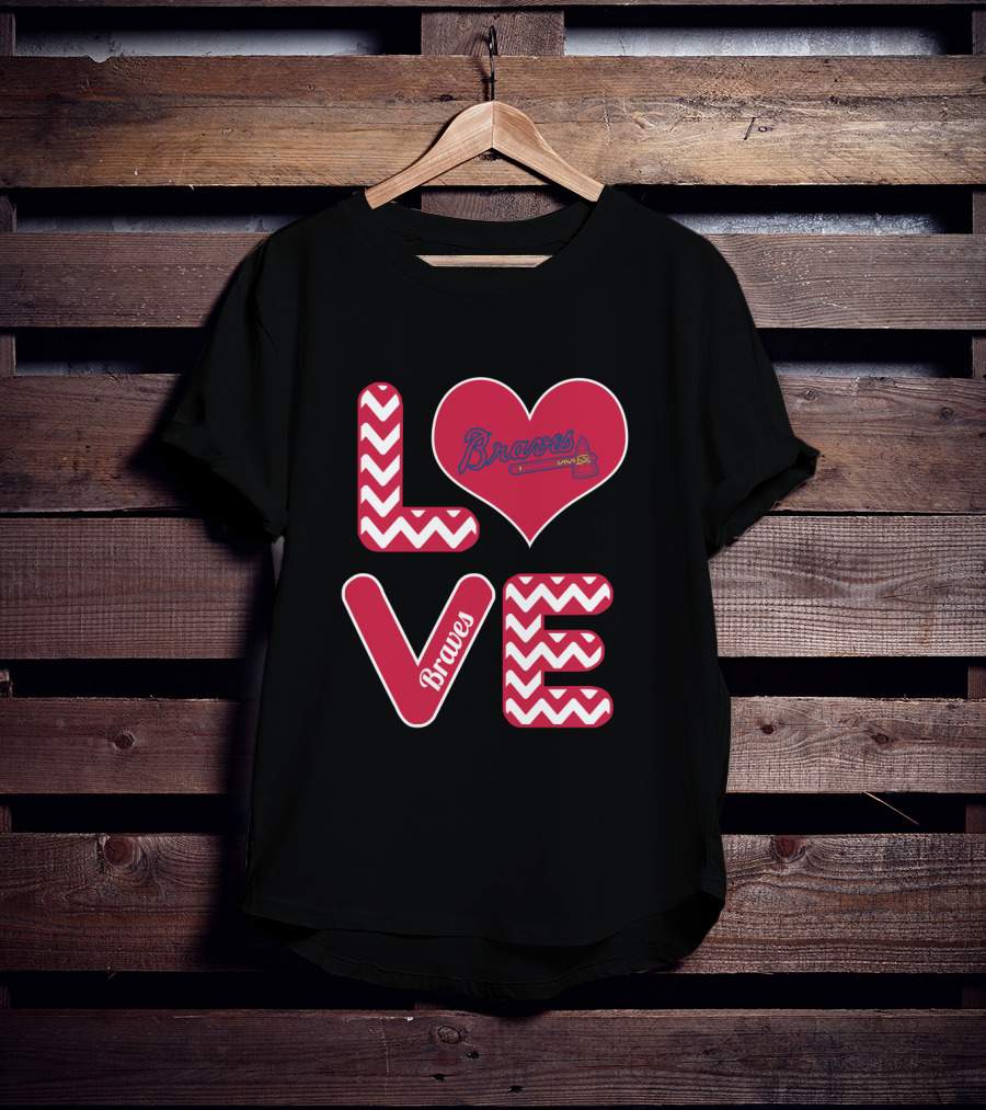 Love Braves Fans Heart Chevron Baseball T-Shirt