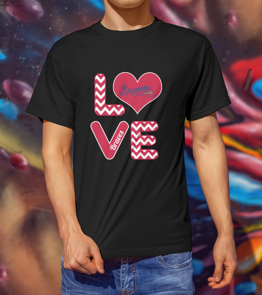 Love Braves Fans Heart Chevron Baseball T-Shirt