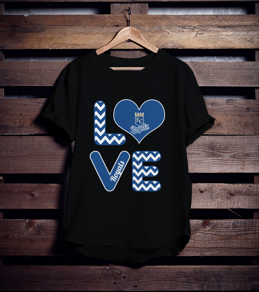 Kansas City Royals Love Heart Chevron Fans Baseball T-Shirt