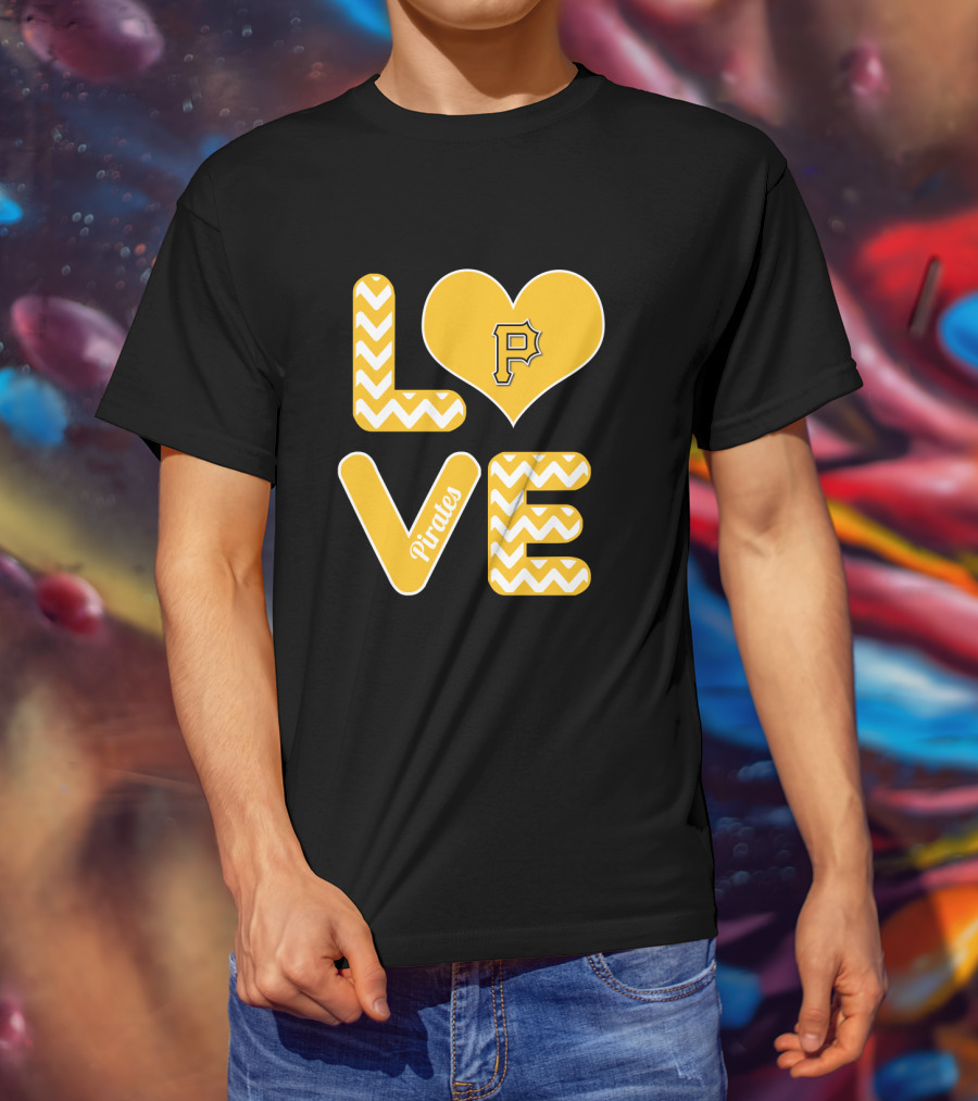 Love Pittsburgh Pirates Heart Design For Fans Baseball T-Shirt