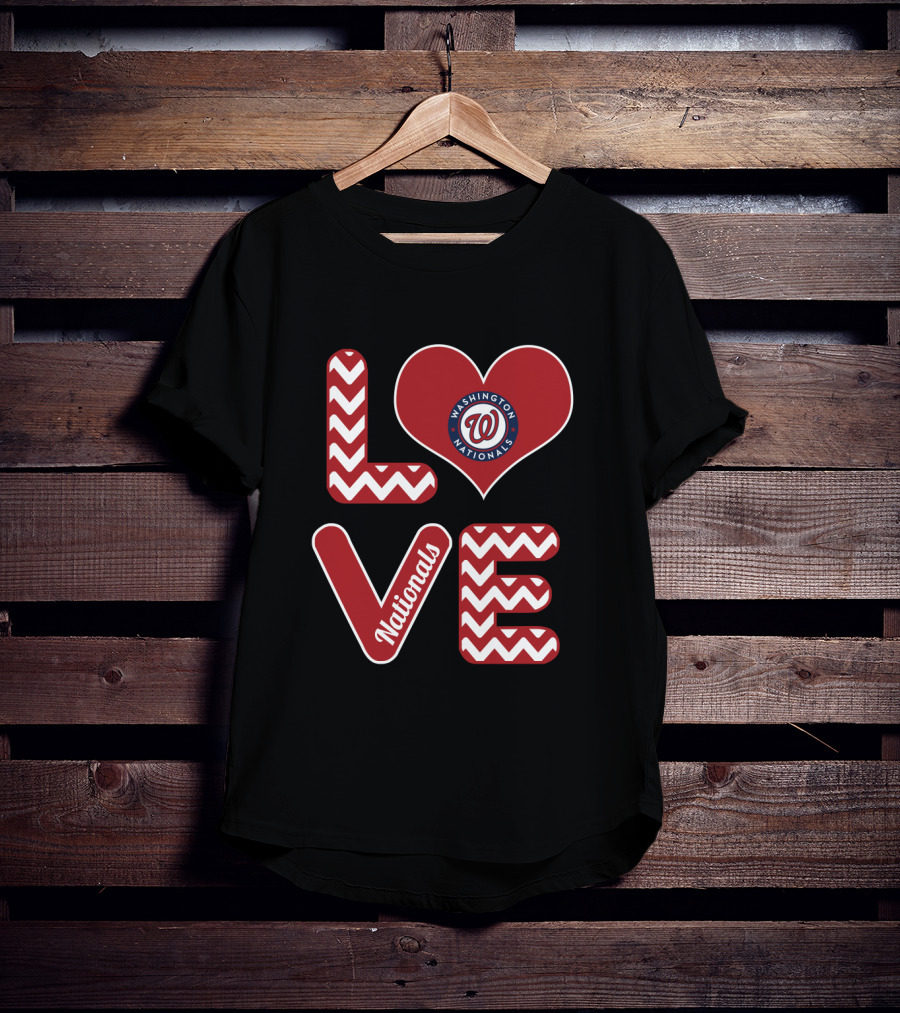 Love Washington Nationals Heart Pattern Logo Fans Baseball T-Shirt