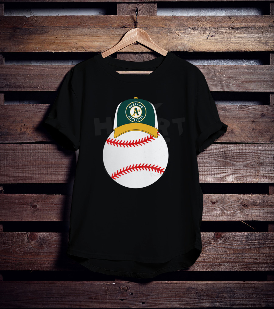 Oakland Athletics Baseball With Mickey Mouse Ears Hat T-Shirt