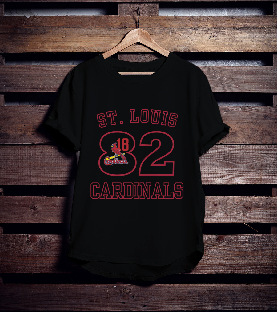 St Louis Cardinals 1882 Logo With Red Bird And Baseball Bat T-Shirt