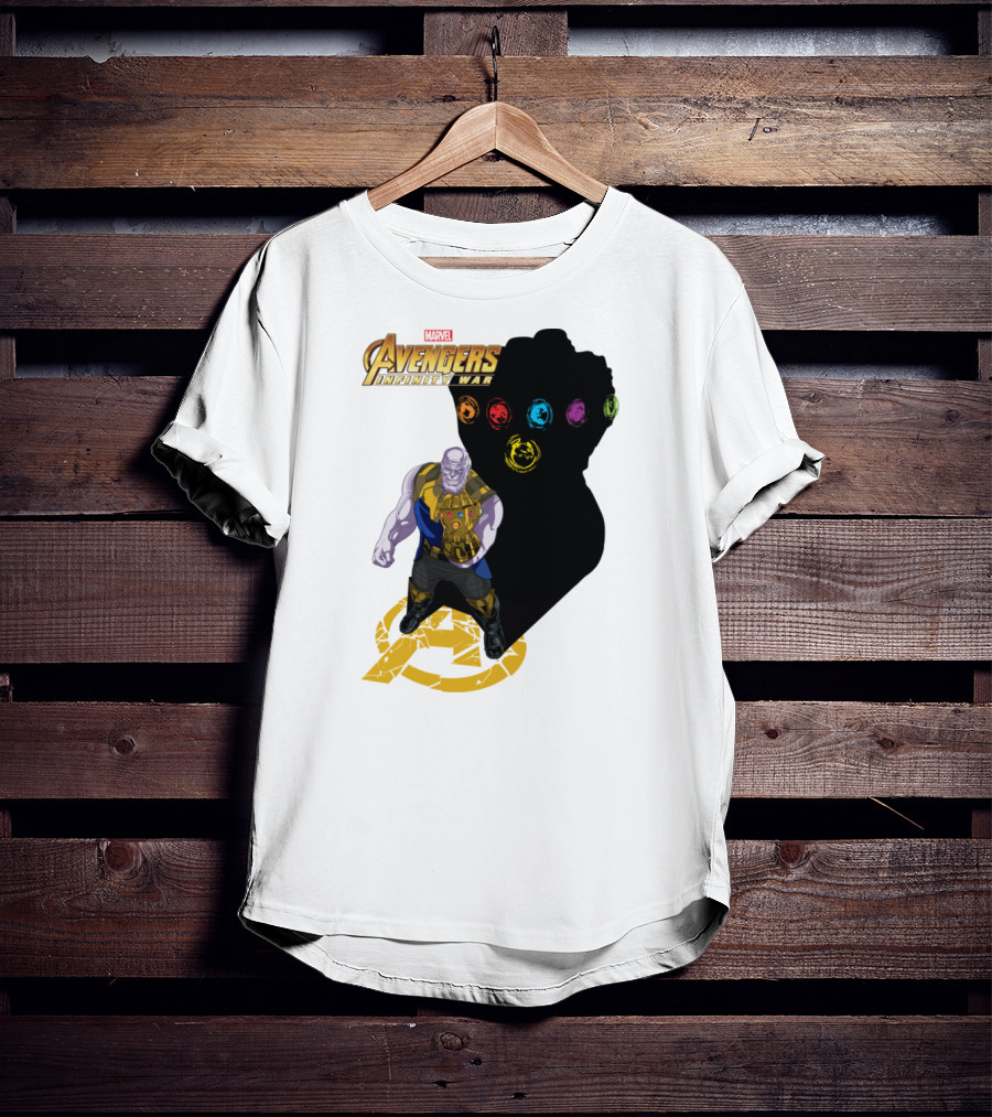 Avengers Infinity War Thanos With Gauntlet And Infinity Stones Shadow Marvel T-Shirt