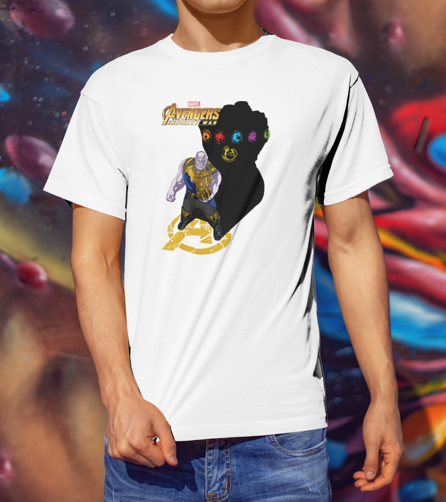 Avengers Infinity War Thanos With Gauntlet And Infinity Stones Shadow Marvel T-Shirt