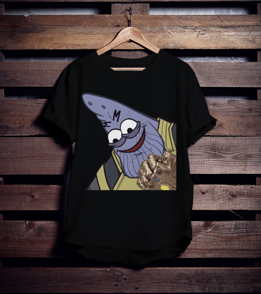 Thanos Mashup With Cartoon Character Holding Infinity Gauntlet T-Shirt