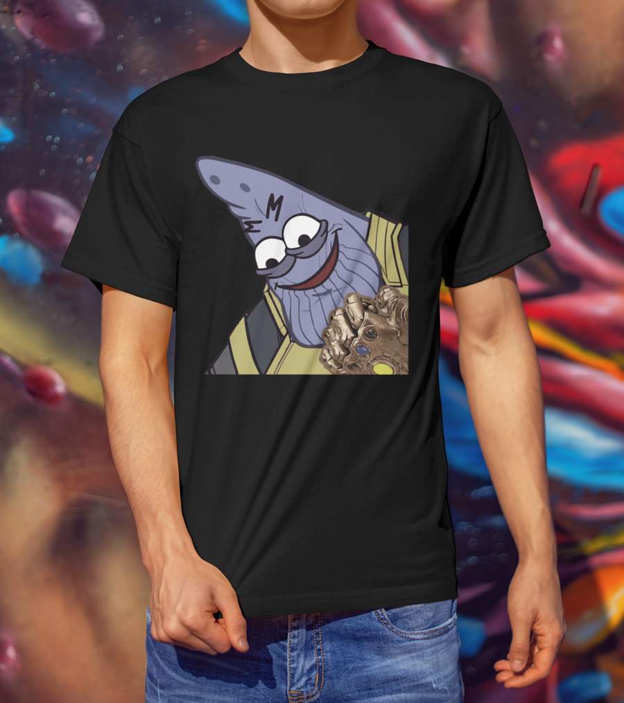 Thanos Mashup With Cartoon Character Holding Infinity Gauntlet T-Shirt