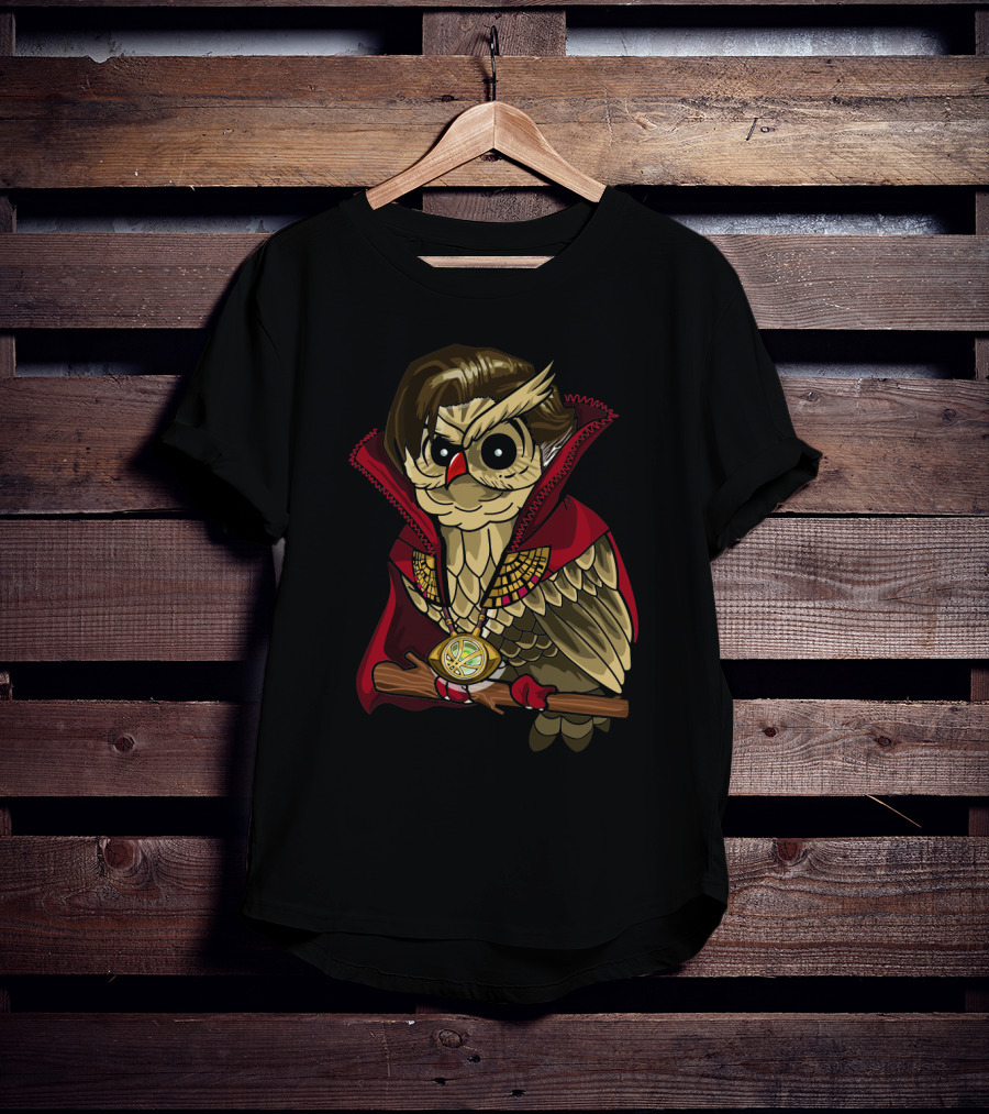 Dr. Strange Owl Parody Cape And Amulet Creative Superhero Fusion T-Shirt