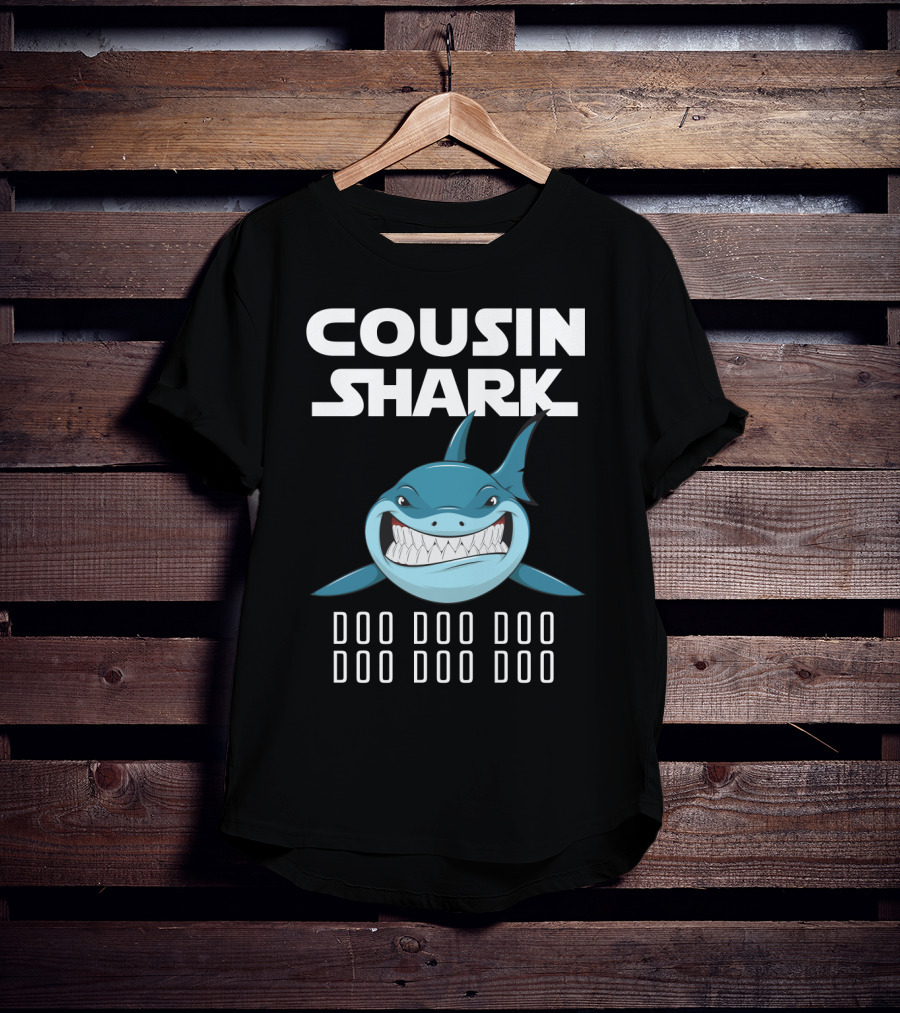 Cousin Shark Doo Doo Doo Cartoon Blue Shark Graphics T-Shirt