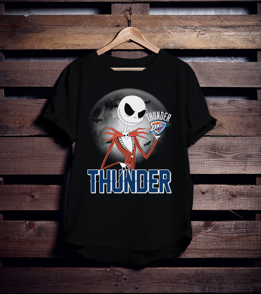Jack Thunder Halloween Oklahoma City Okc Fan Moon Bats T-Shirt