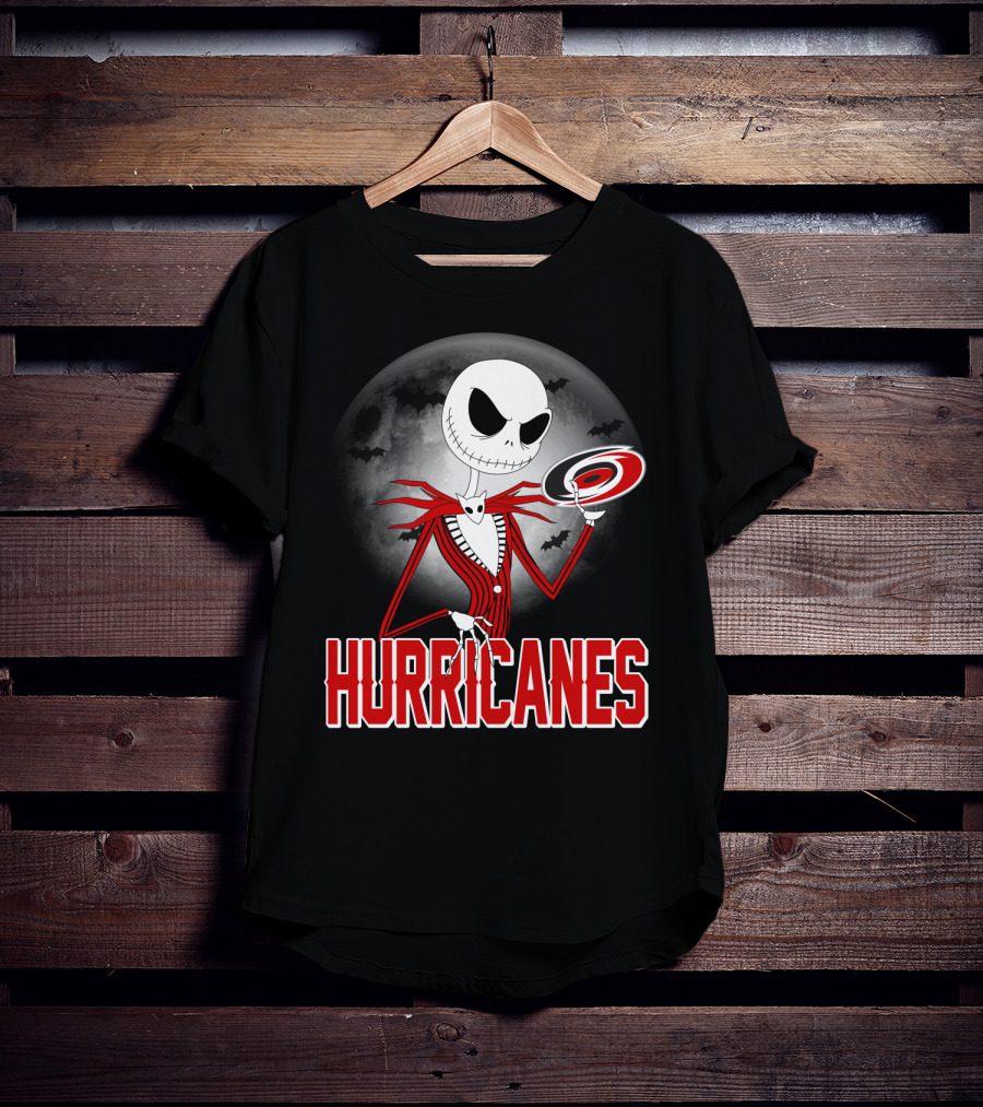 Jack Skellington Carolina Hurricanes Halloween Moon T-Shirt